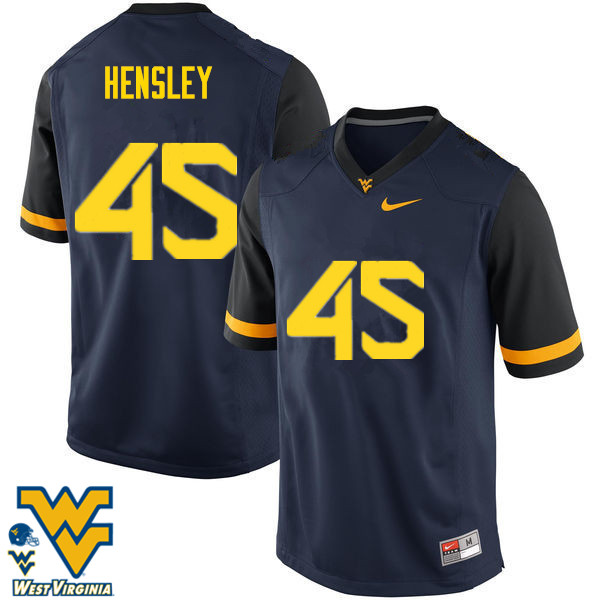 Men #45 Adam Hensley West Virginia Mountaineers College Football Jerseys-Navy